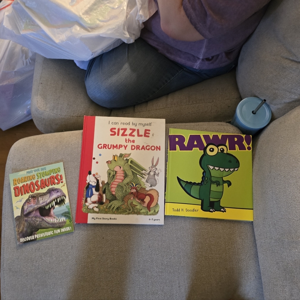 3 Dinosaur/dragon Books, See Pictures For Condition